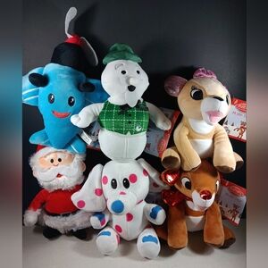Set Of 6 Rudolph the Red-Nosed Reindeer Plush Toys 7-9 inch Rare NWT 2025